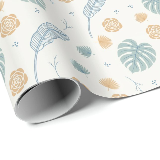 Tropiskt bröllopsduschmönster Boho palmlöv  Presentpapper (Rullad Hörn)