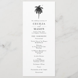 Tropiskt Bröllopsprogram Handflatan Träd Program