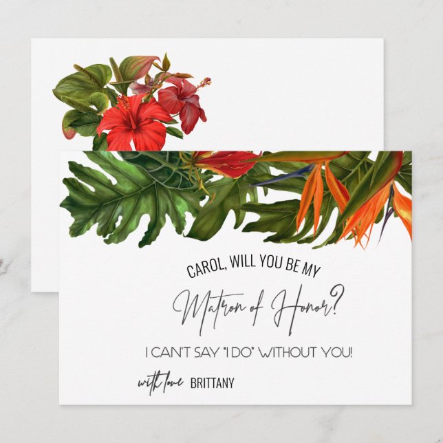 Tropiskt bröst kommer du att vara Matron of Honor  Kort (Fram/baksida)