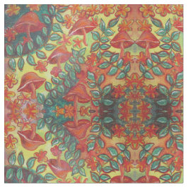 tropiskt champinjon- och lövtyg tyg