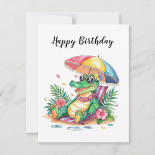 Tropiskt Chill Relaxing Gator Birthday Anteckningskort