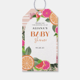 Tropiskt citrus Baby Shower Favor Tag Lemon Presentetikett