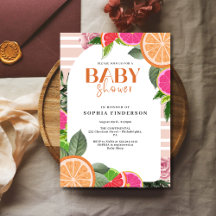 Tropiskt citrus Baby Shower, vattenfärg Lemon