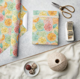 Tropiskt citrusvattenfärg presentpapper
