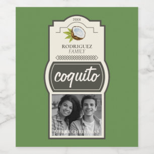 Tropiskt Coconut Coquito jul Drink Photo Vinflaska Etikett