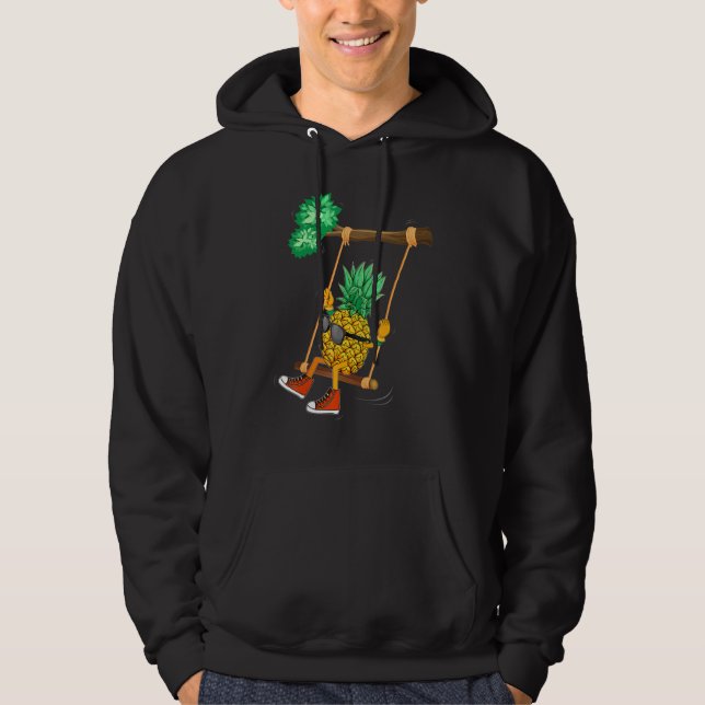 Tropiskt coola Swinging Pineapple Swinger Pineappl Hoodie (Framsida)