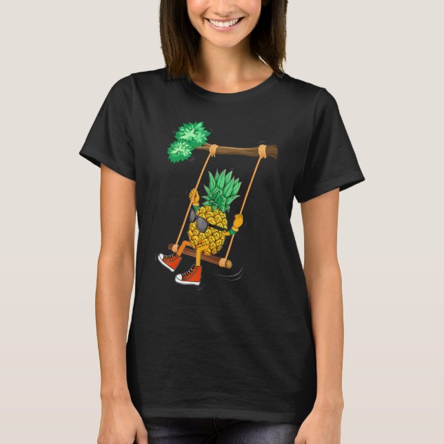 Tropiskt coola Swinging Pineapple Swinger Pineappl T Shirt (Framsida)