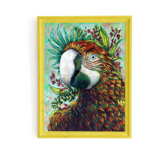 Tropiskt Cute Blommigt Parrot Bird Art Poster