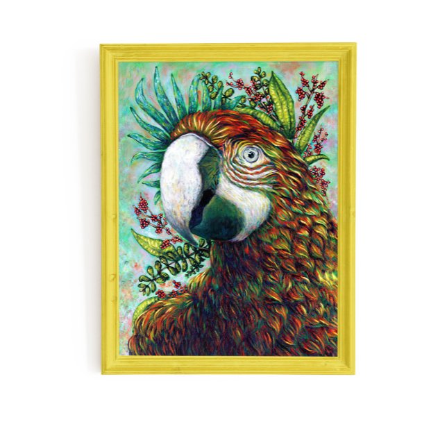 Tropiskt Cute Blommigt Parrot Bird Art Poster (Skapare uppladdad)