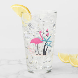 Tropiskt Cute rolig flamingo vattenfärg mönster Glaskopp