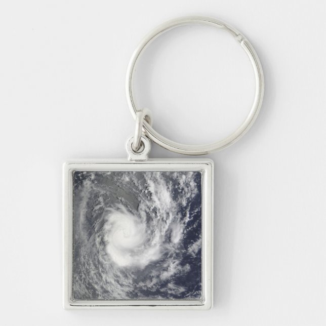 Tropiskt cyklonkött fyrkantig silverfärgad nyckelring (Framsidan)