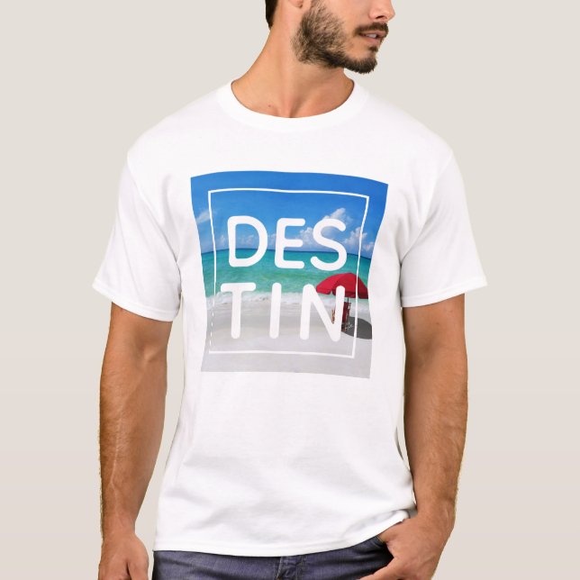 Tropiskt Destin Beach Florida Modern Typografi T Shirt (Framsida)