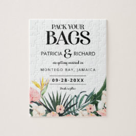 Tropiskt destinationsbröllop Save The Date Pussel