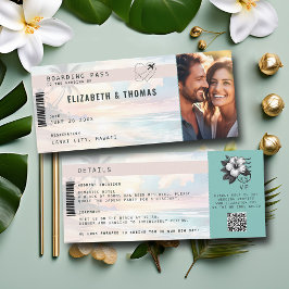 Tropiskt destinationsflygplan Biljett Beach Weddin Inbjudningar