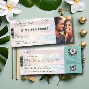Tropiskt destinationsflygplan Biljett Beach Weddin Inbjudningar