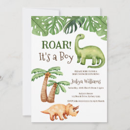 Tropiskt dinosaur Baby Shower Inbjudningar