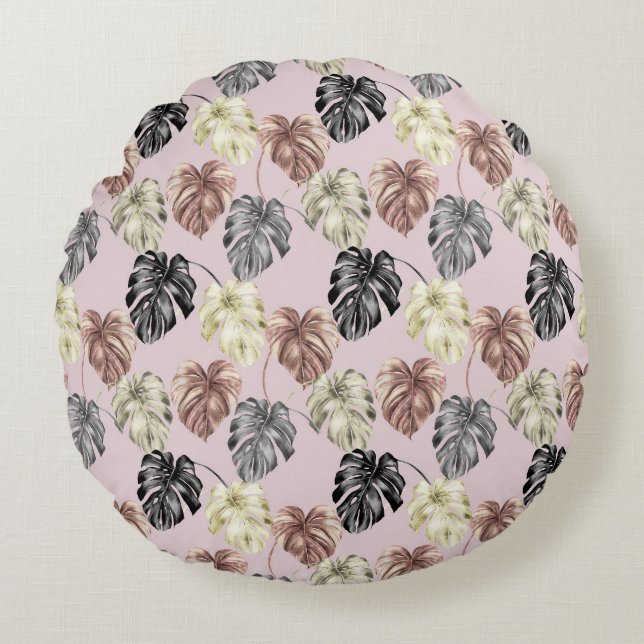 Tropiskt djurtryck & Grönska Serie Design 35 Rund Kudde (Framsidan)
