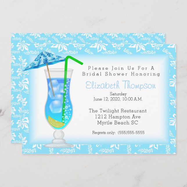 Tropiskt drickande Inbjudningskort för möhippan (Fram/baksida)