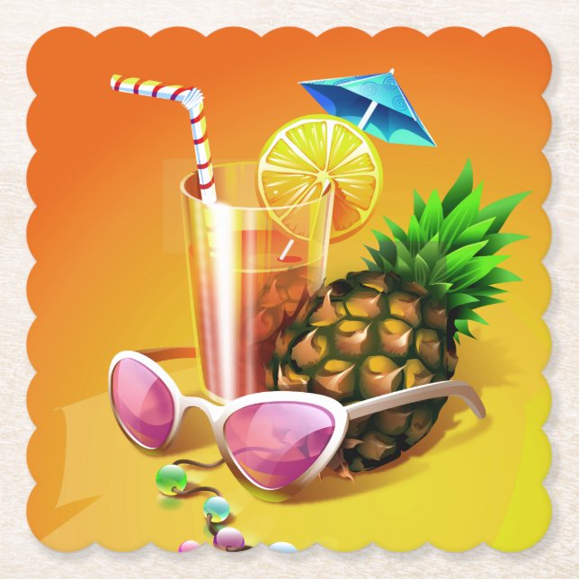 Tropiskt drickande pappert underlägg papper (Framsida)