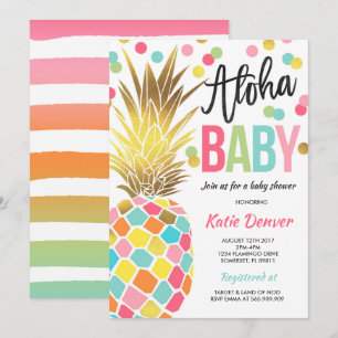 Tropiskt duschprogram för ananas babykläder inbjudningar