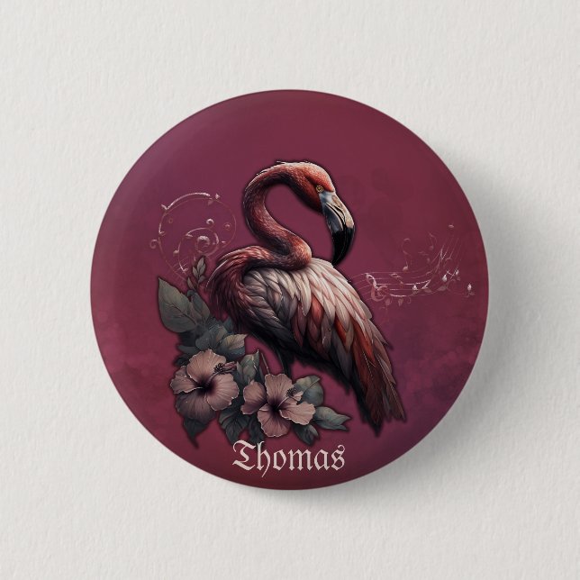 Tropiskt elegans, flamingon i skymningen. knapp (Framsida)