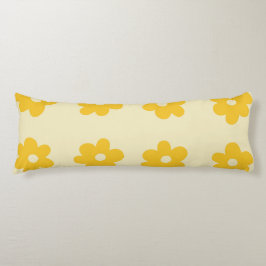 Tropiskt enkelt Flower Mönster i Retro Gult Kroppskudde