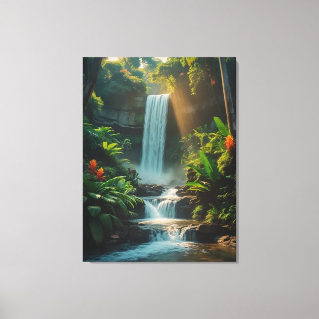 Tropiskt Escape - Djupt Jungle Waterfall Canvas Ar (Framsida)
