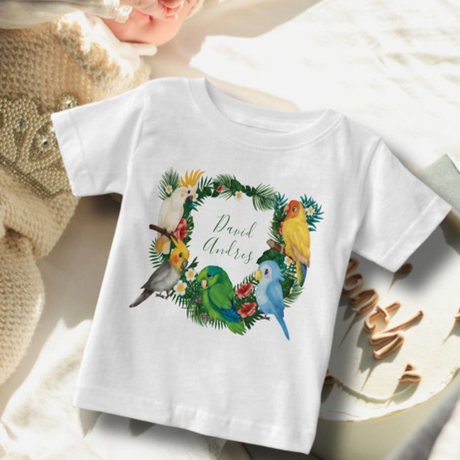 Tropiskt exotiskt baby Vild Parrots Birthday T Shirt (Skapare uppladdad)