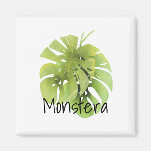 Tropiskt exotiskt grönt monstera löv vattenfärg e magnet