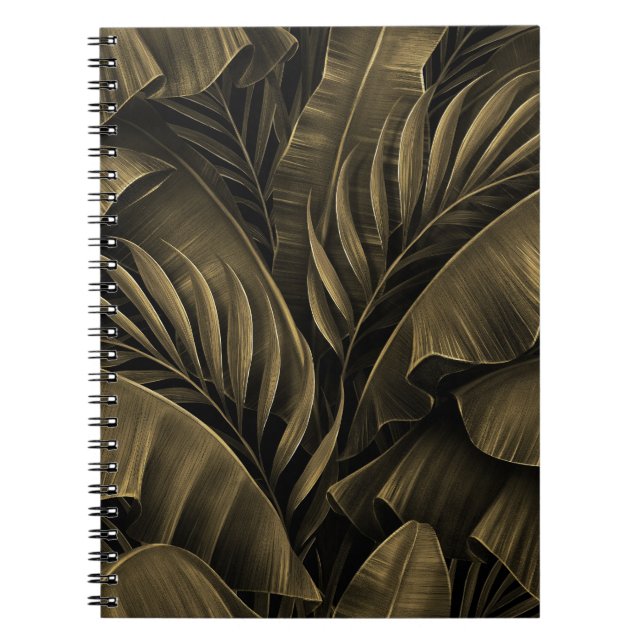 Tropiskt exotiskt: Grunge Golden Nature Anteckningsbok (Framsidan)