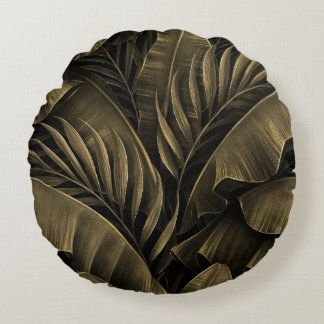 Tropiskt exotiskt: Grunge Golden Nature Rund Kudde