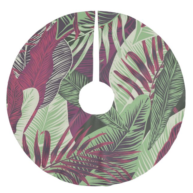 Tropiskt exotiskt: Trendig Grönt utan sömn Julgransmatta Borstad Polyester (Framsidan)