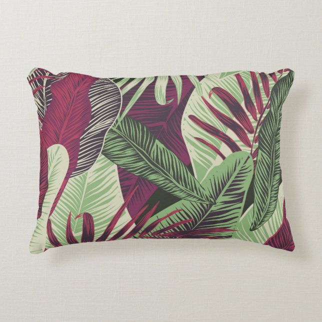 Tropiskt exotiskt: Trendig Grönt utan sömn Prydnadskudde (Framsidan)