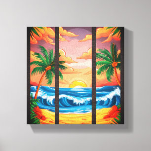 Tropiskt facklad fack av typen Beach Wall Art Prem Canvastryck