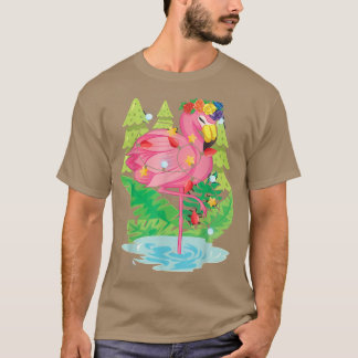 Tropiskt fågelflamingo Julafton Ljus Christma T Shirt