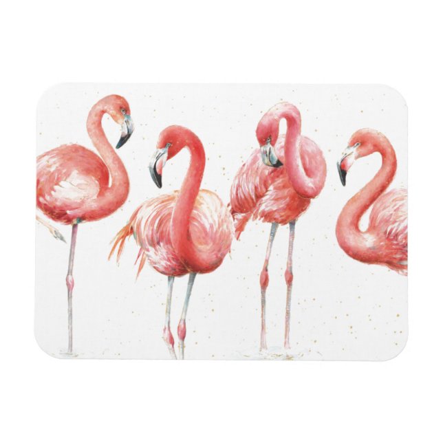 Tropiskt | Familj Flamingos Magnet (Horisontell)