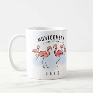 Tropiskt familjeåterförening för Flamingo Monog Kaffemugg