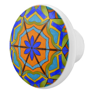 Tropiskt Färg Vintage Pottery - Cobalt & Orange Knopp