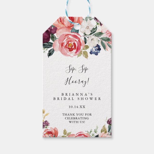 Tropiskt färgad sip-hooray-Möhippa Presentetikett (Framsidan)