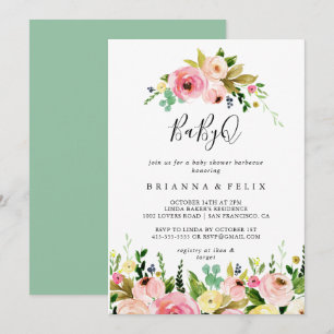 Tropiskt färgat fall BabyQ Baby Shower Barbecue Inbjudningar