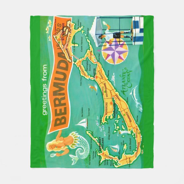 Tropiskt färgglatt Bermuda  Fleecefilt (Framsidan)