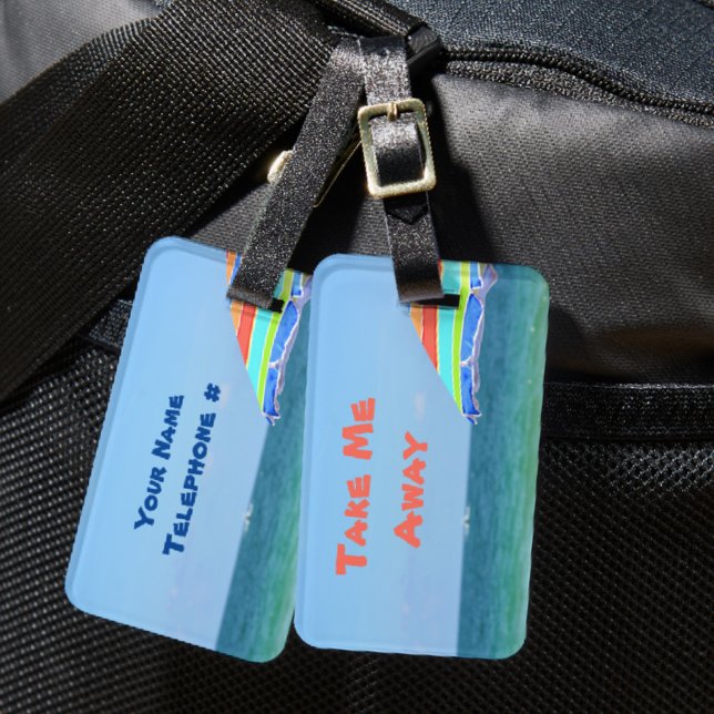 Tropiskt färgstarkt Beach Umbrella Oceanview Bagagebricka (Skapare uppladdad)