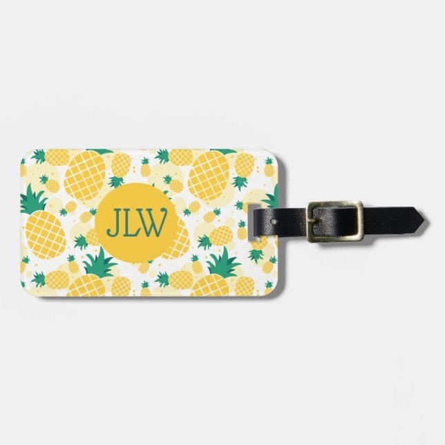 Tropiskt färsk ananas resggage-tagg bagagebricka (Horisontell Framsida)