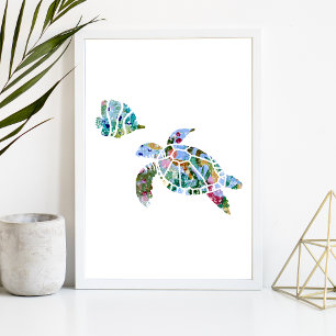 Tropiskt Fisk Akvarell Barnkammar Konst Poster