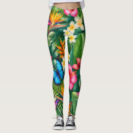 Tropiskt Fjärilsmönster Leggings