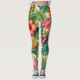 Tropiskt Fjärilsmönster Leggings
