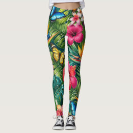 Tropiskt Fjärilsmönster Leggings