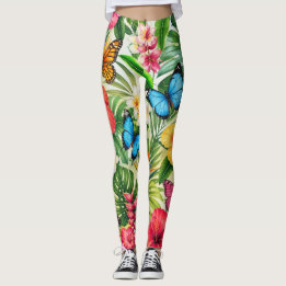Tropiskt Fjärilsmönster Leggings