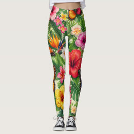 Tropiskt Fjärilsmönster Leggings