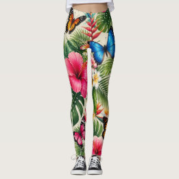 Tropiskt Fjärilsmönster Leggings